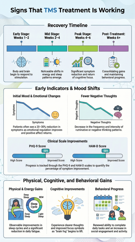 What Are the Signs that TMS is Working? 2 Understanding these signals early helps patients and clinicians interpret whether the treatment is progressing appropriately and whether protocol adjustments are necessary.